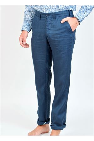 Pantalone uomo in lino blu Ganesh | GU164MBLU